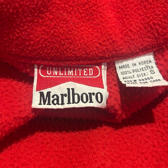Marlboro Men’s Red & Black Fleece Zip Up Sweater S - Picture 3 of 9